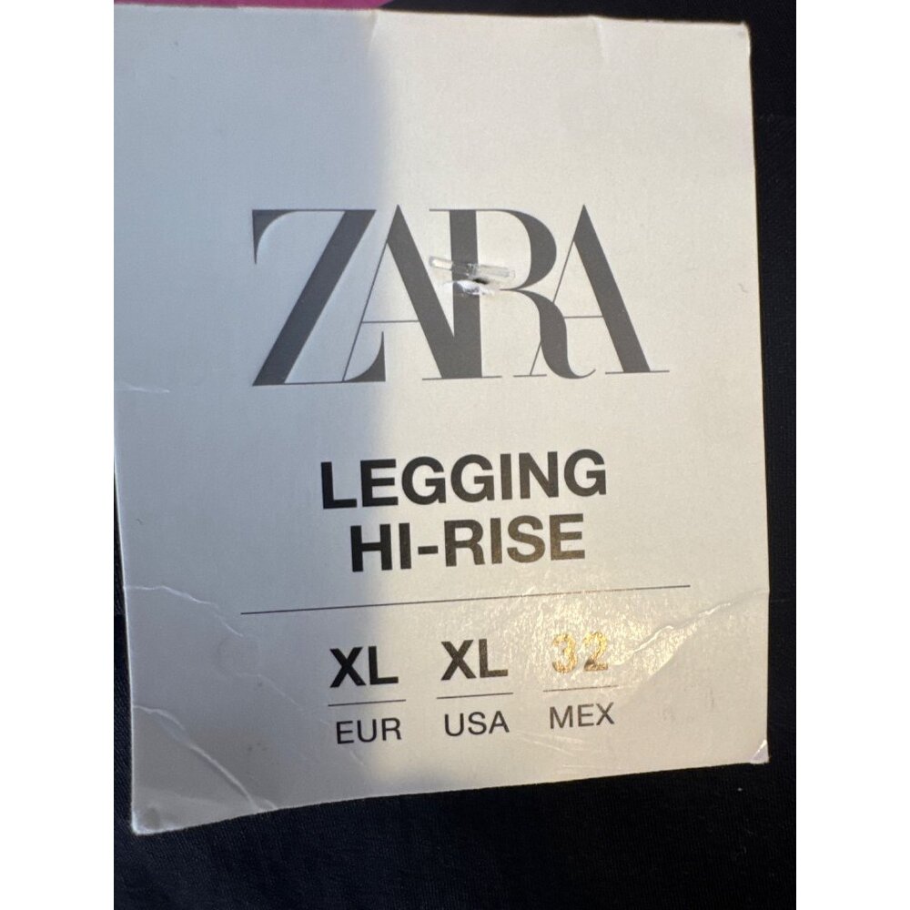 ZARA Black XL High-Rise Leggings With Ankle Zippers Comfy New - Picture 11 of 13